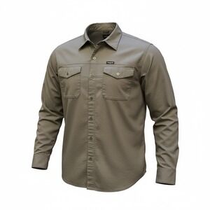 Wrangler Mens Shirt Button Up XXL 2XL Gray Convertible Sleeve Regular Fit